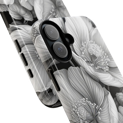 Monochrome Petal Dance iPhone 16 - Tough