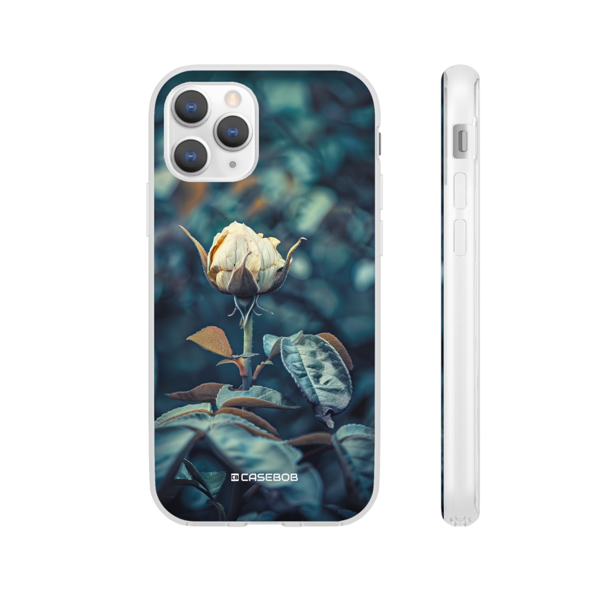 Teal Rosebud Serenade | Flexible Phone Case for iPhone