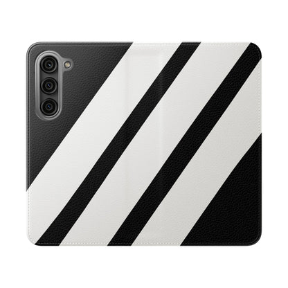 Diagonaaliraitoja Mustavalkoinen - Samsung S23 Case - Lompakkot