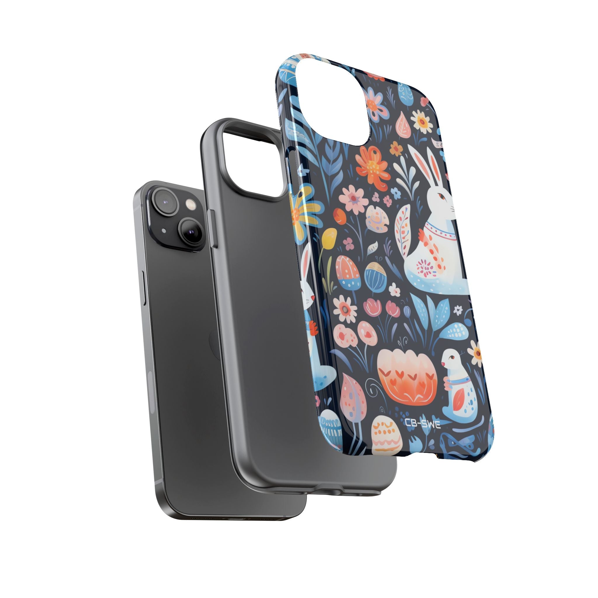 Bunnies Play Among Flowers - iPhone Case