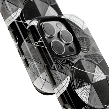 Monochrome Circle Maze iPhone 16 - Tough+