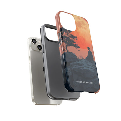 Zen Tranquility Under a Red Moon iPhone 14 - Tough Phone Case