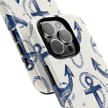 Navy Anchor Tapestry iPhone 16 - Tough