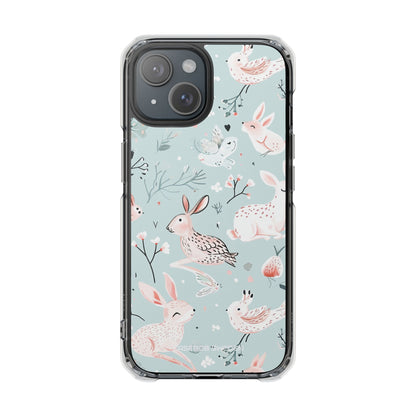 Whimsical Bunny Blossom - Clear Impact iPhone 15 Phone Case