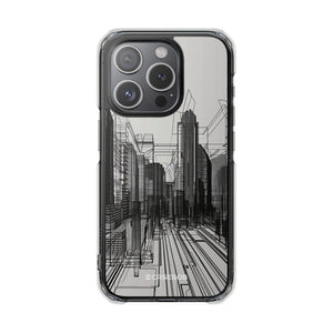 Urban Wireframe – Handyhülle für iPhone (Clear Impact – Magnetisch)