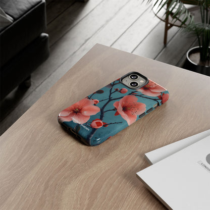 Teal Coral Blossom - Tough iPhone 14 Phone Case