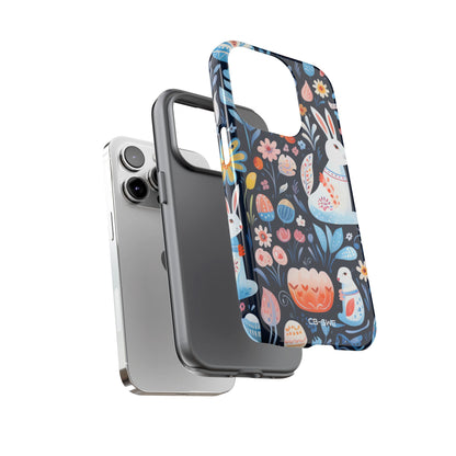 Bunnies Play Among Flowers - iPhone Case