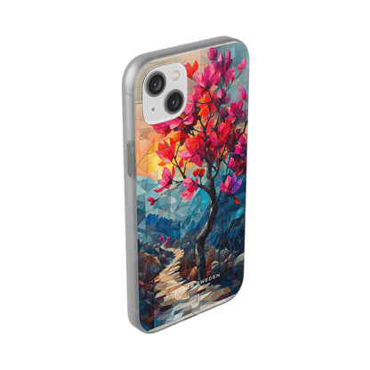 Vibrant Geometric Tree Landscape iPhone 14 - Flexi Phone Case