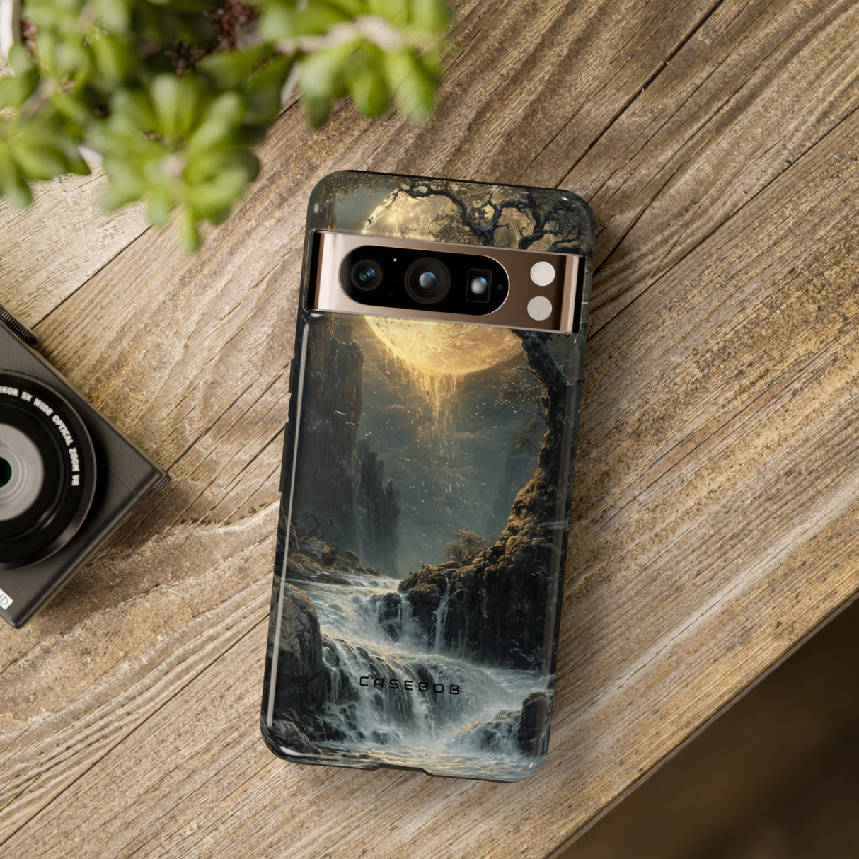 Moonlit Waterfall Silence - Protective Phone Case