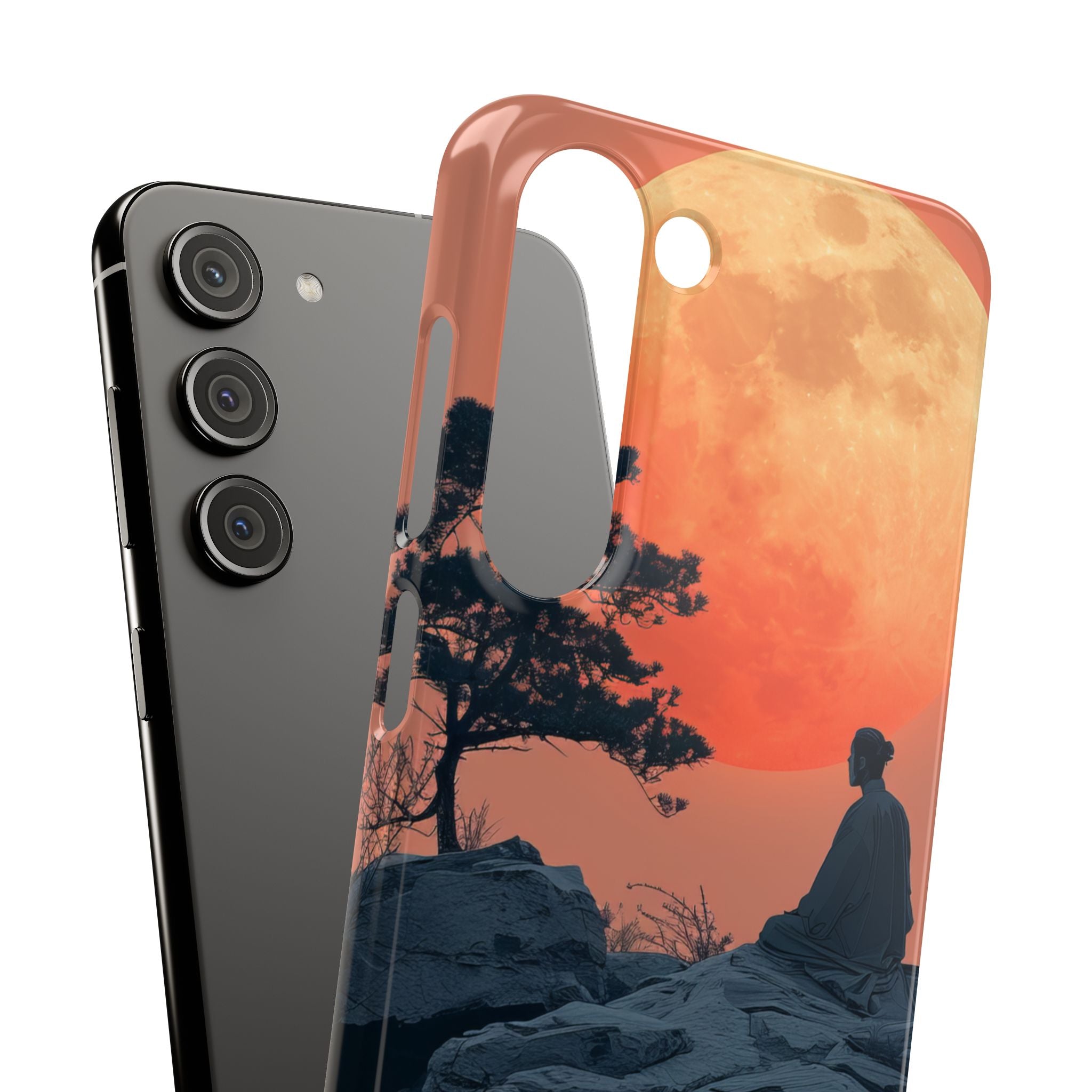 Zen Tranquility Under a Red Moon Samsung S23 - Slim Phone Case