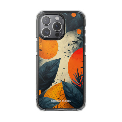 Tropical Blue Leaves - Clear Impact iPhone 15 Phone Case