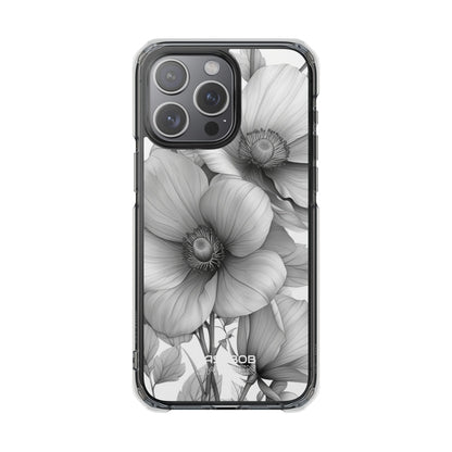 Grayscale Floral Harmony iPhone 15 - Impact Clear+