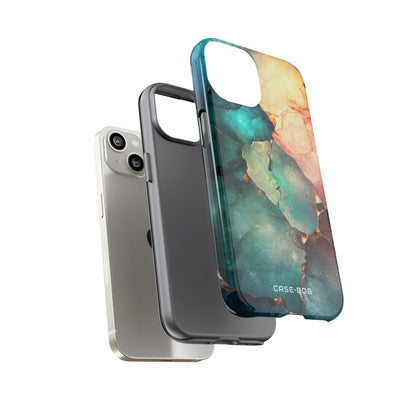 Teal Mosaic Veins iPhone 14 Case - Tough