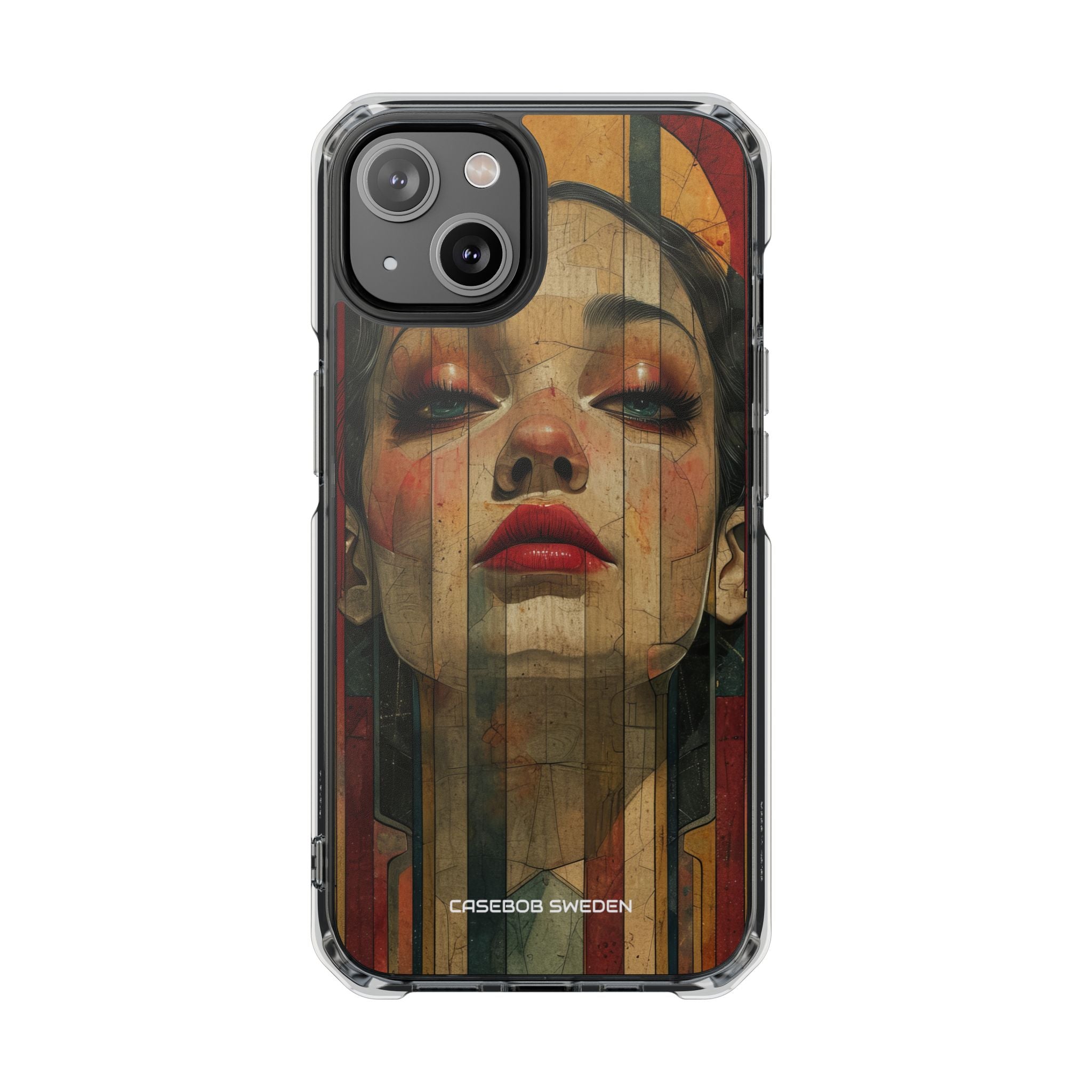 Bold Art Deco Portrait - Clear Impact iPhone 14 Phone Case