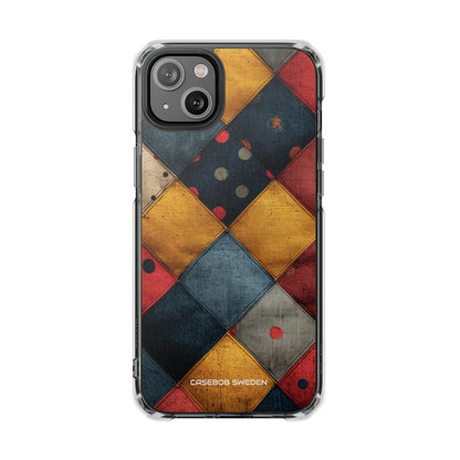 Blue Red Patchwork - Clear Impact iPhone 14 Phone Case