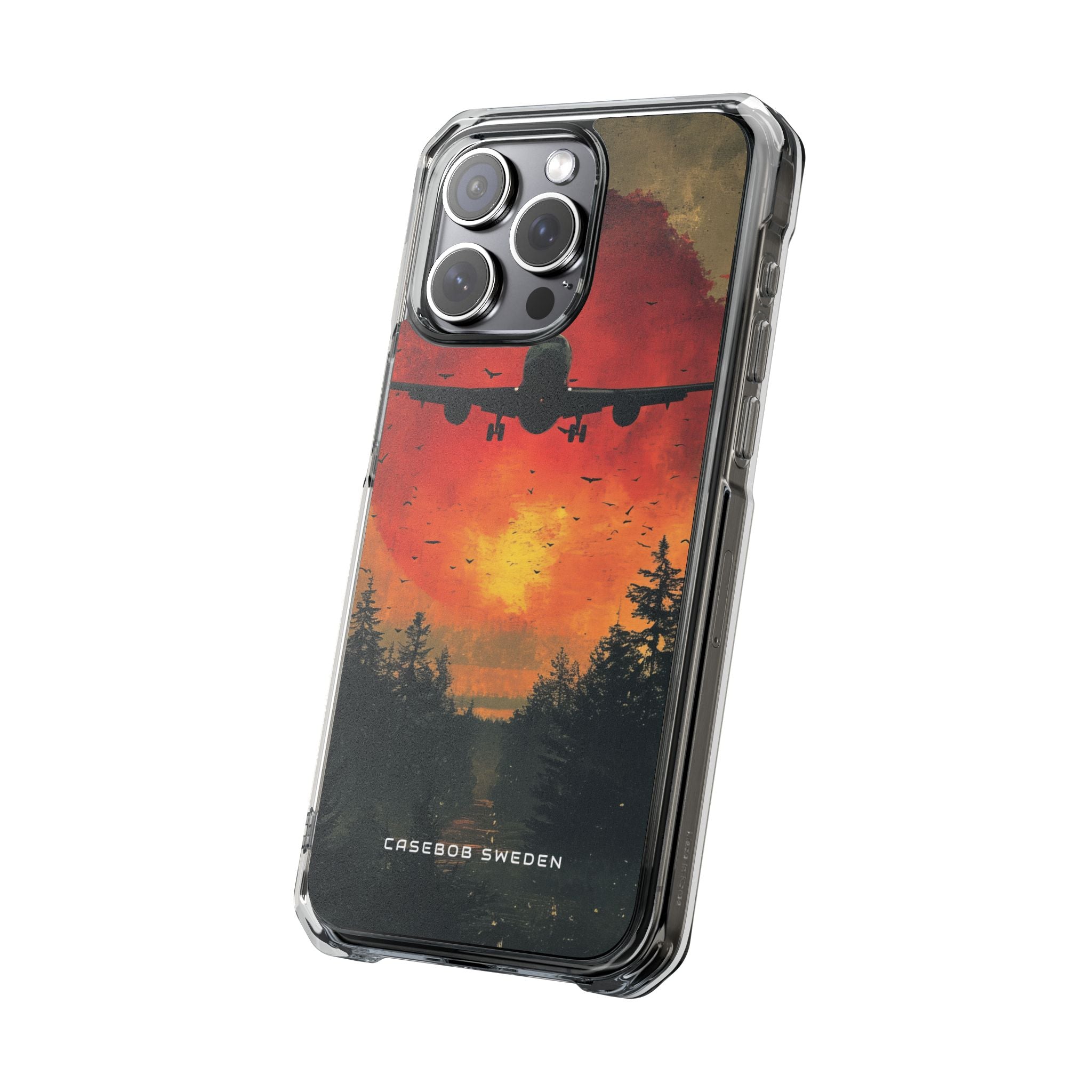 Vintage Sunset Airplane Silhouette iPhone 15 - Clear Impact Phone Case