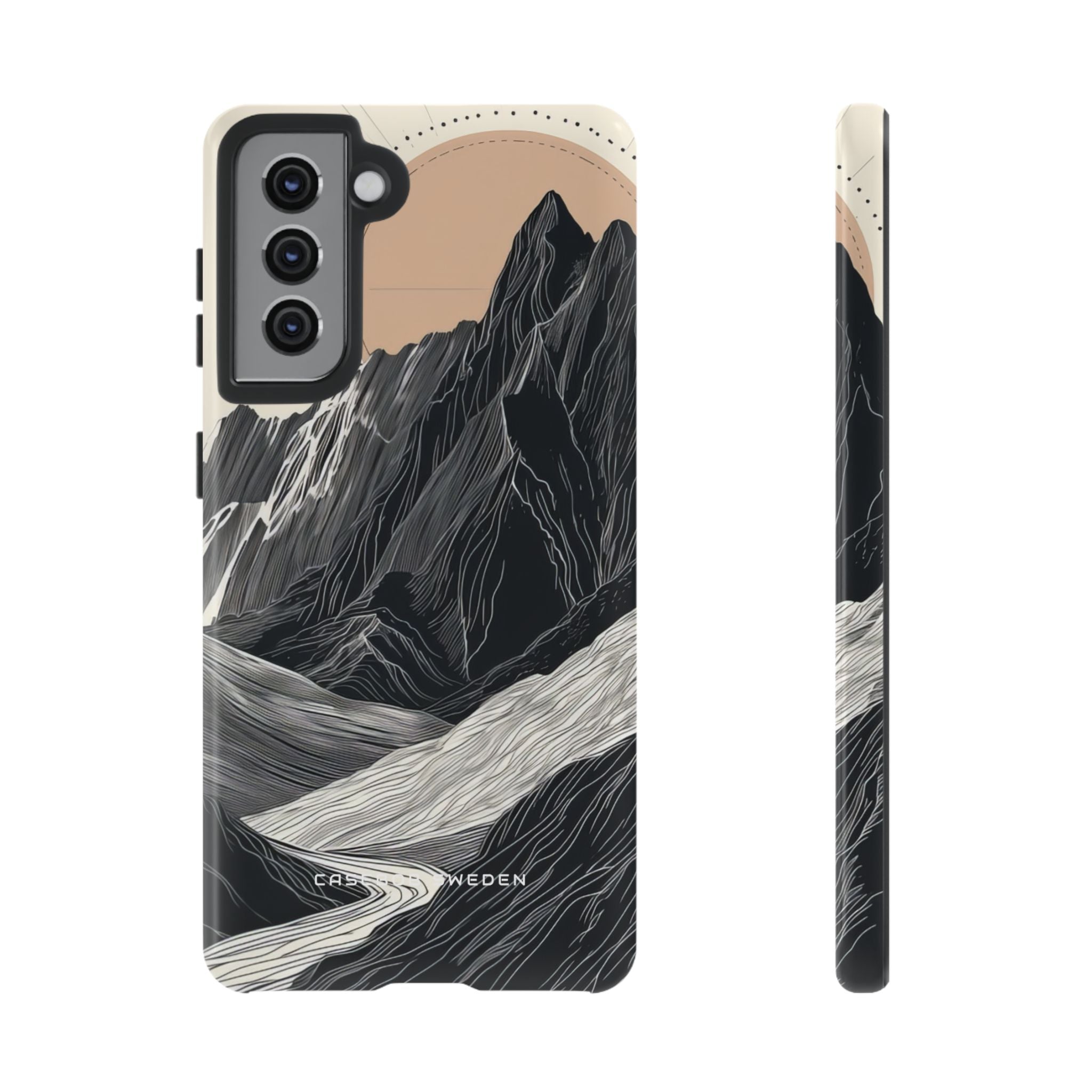 Minimalist Mountain Landscape with Flowing River  Samsung S21 - Tough Phone Case