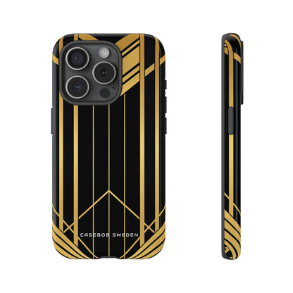 "Golden Art Deco Symmetry in Geometric Elegance" iPhone 15 - Tough Phone Case