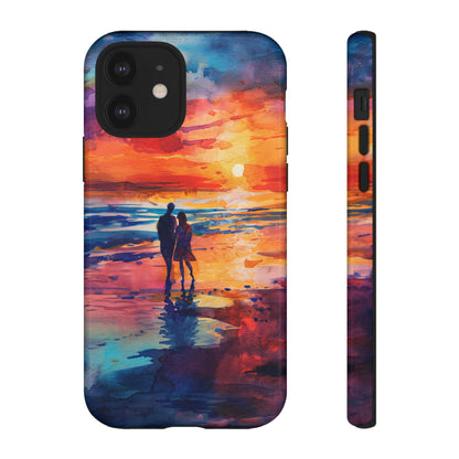 Beach Sunset Love Silhouettes - Protective Phone Case