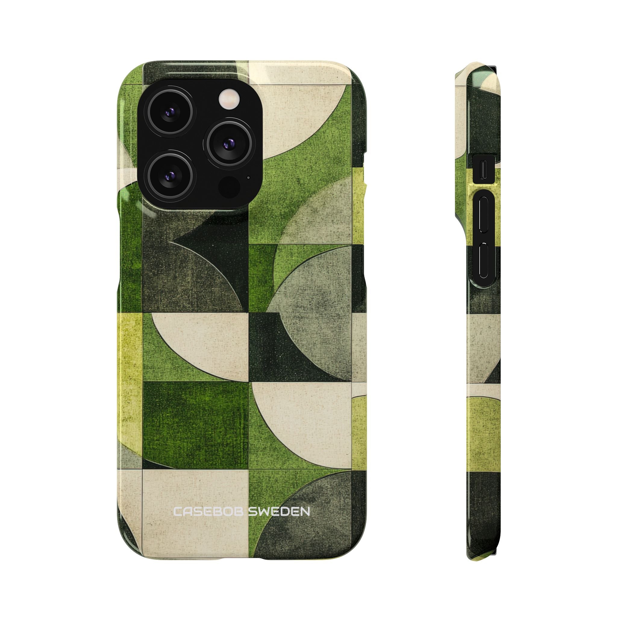 Green Geometric Harmony - Slim iPhone 14 Phone Case