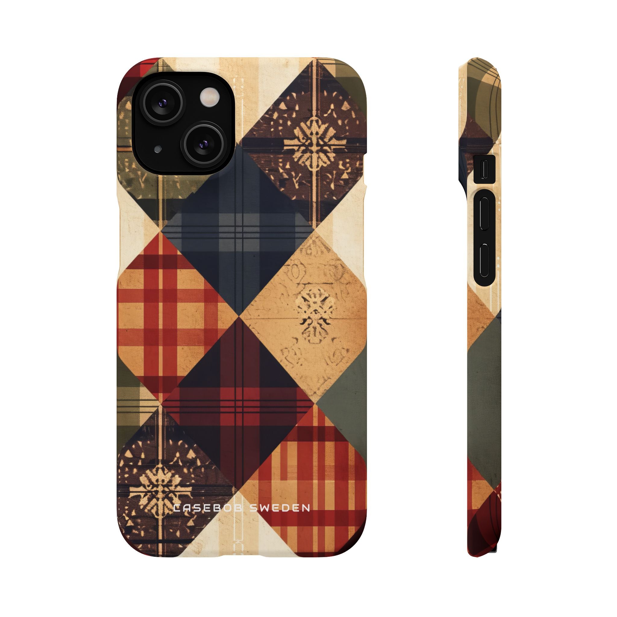 Rustic Geometric Patchwork Harmony iPhone 14 - Slim Phone Case