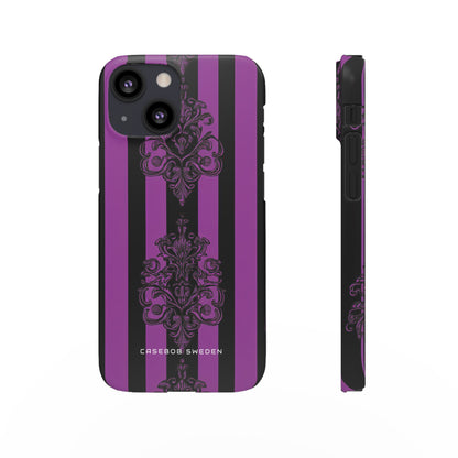 Gothic Elegance with Vertical Stripes and Ornamental Motifs iPhone 13 - Slim Phone Case