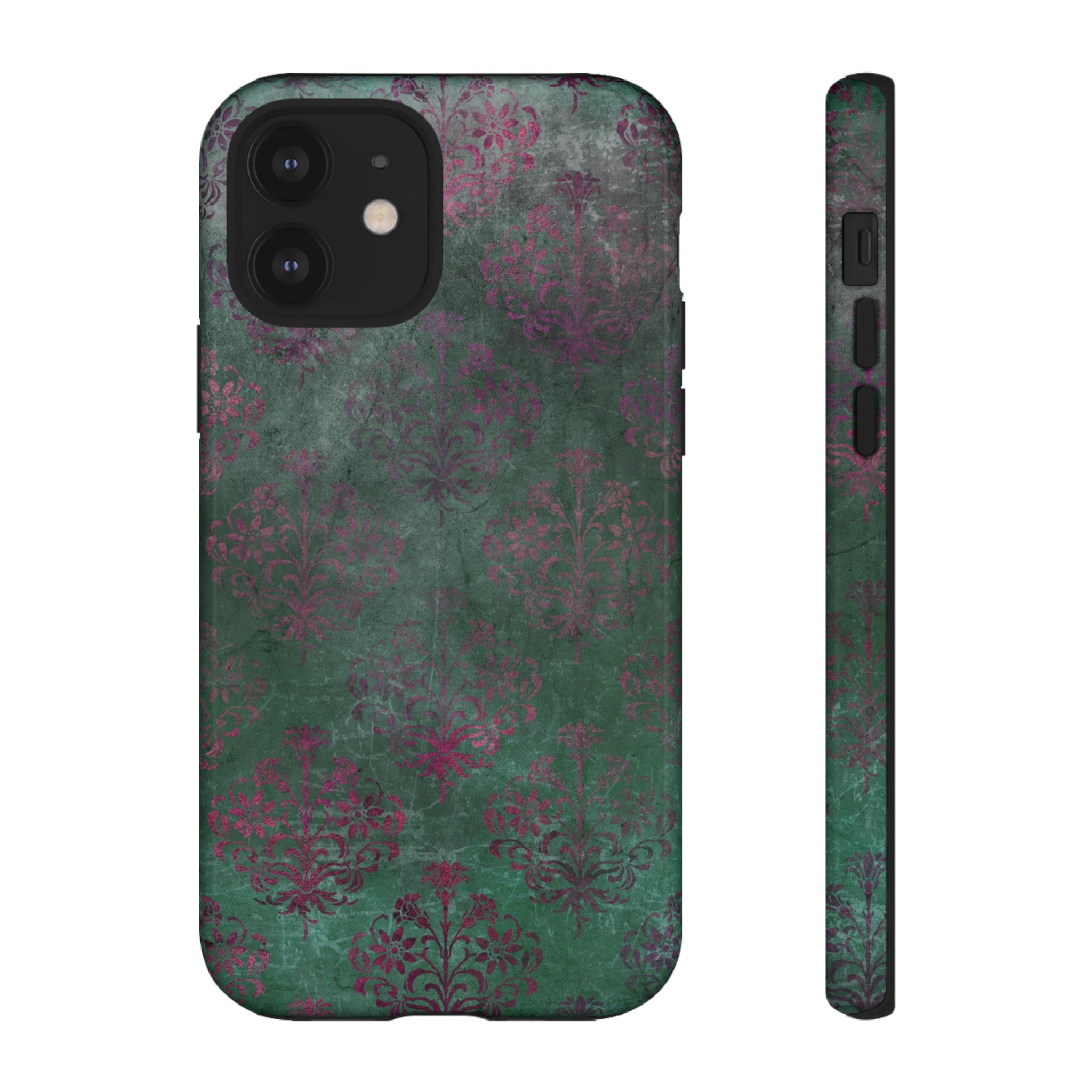 Green Damask Gothic Flower - Protective Phone Case