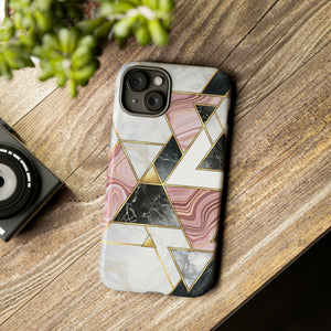 White Pink Mosaic - Protective Phone Case