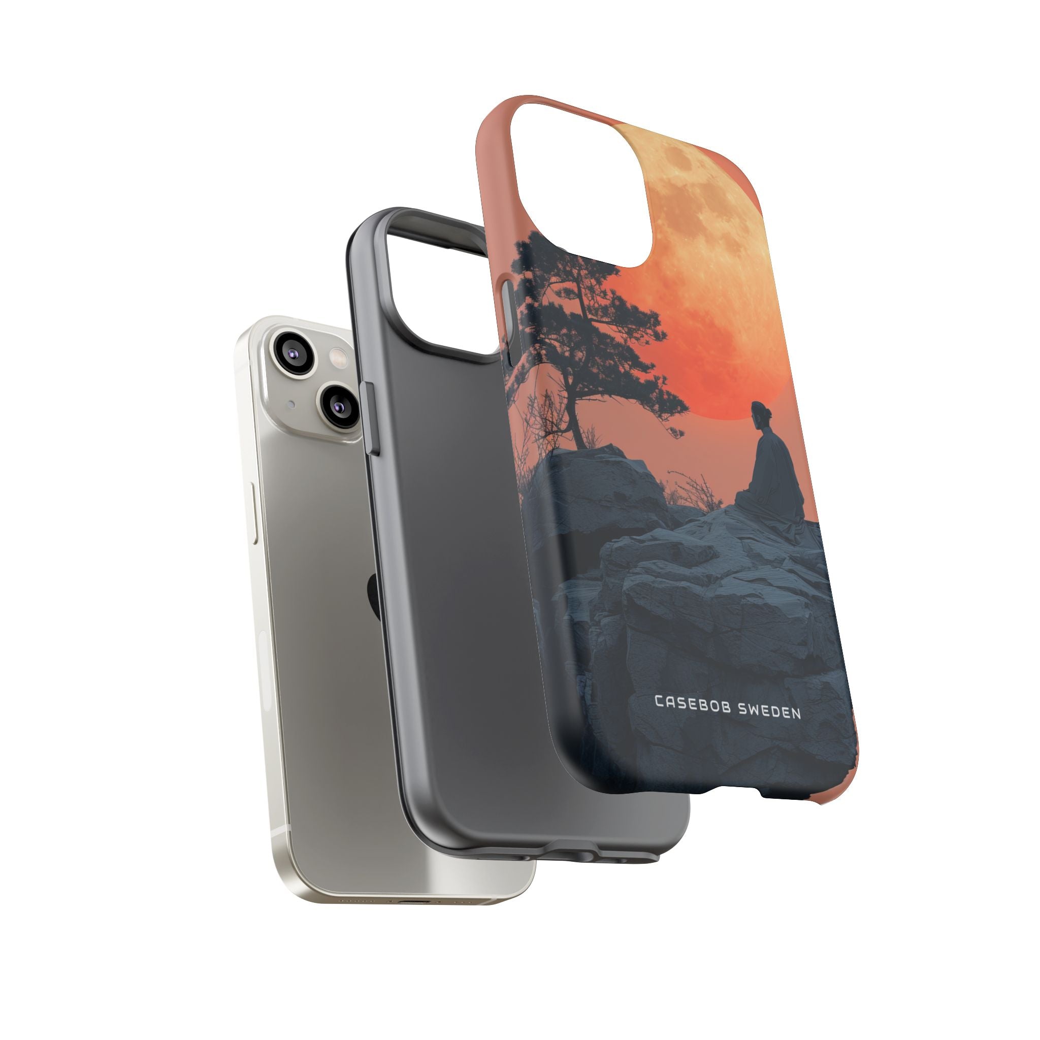 Zen Tranquility Under a Red Moon iPhone 14 - Tough Phone Case