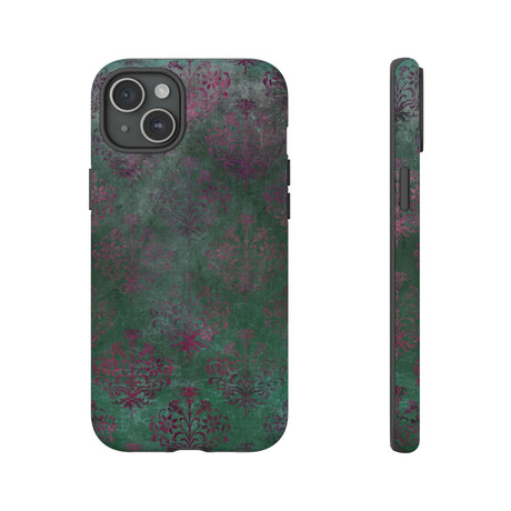 Green Damask Gothic Flower - Protective Phone Case