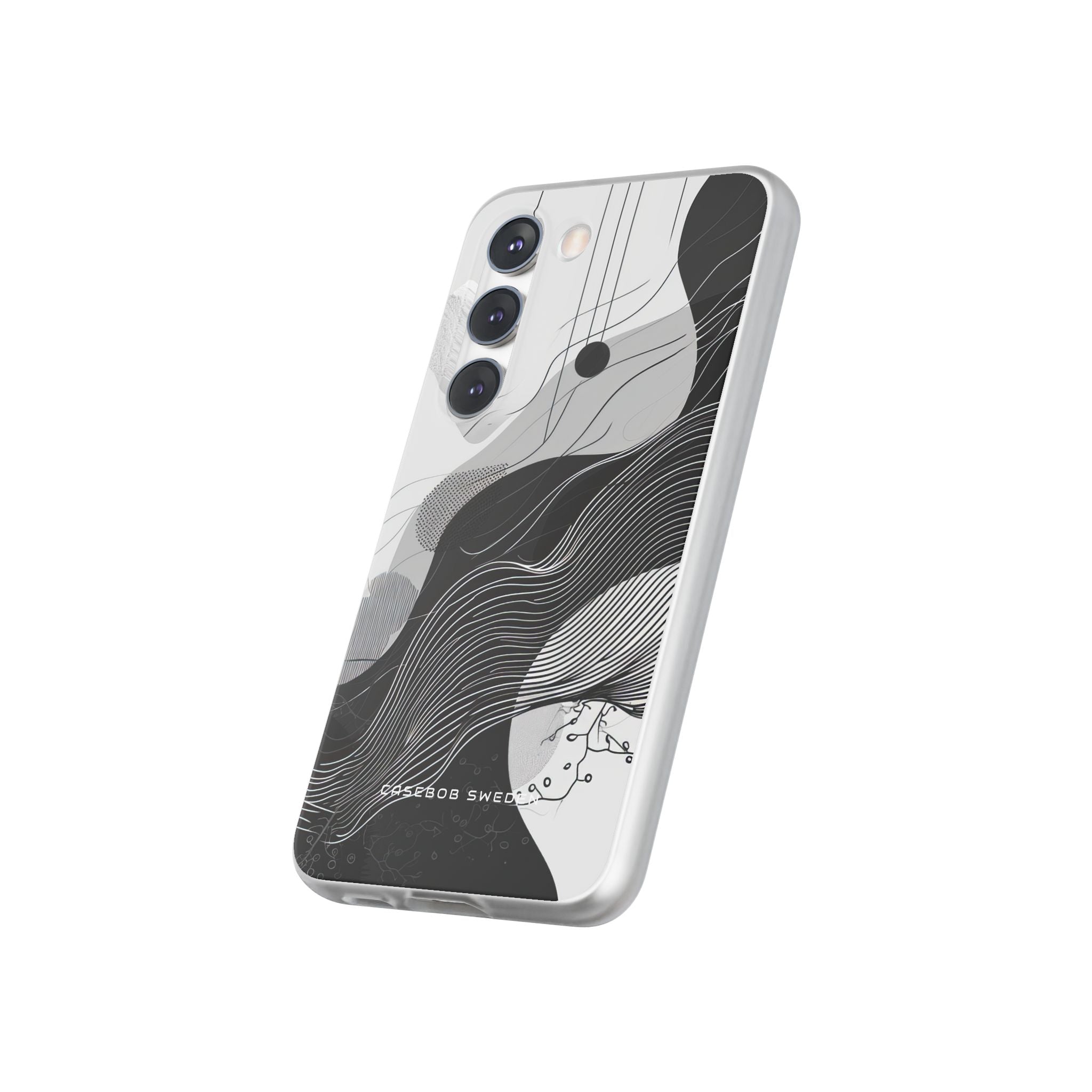 Fluid Rhythms: Monochrome Line Flow Samsung S23 - Flexi Phone Case