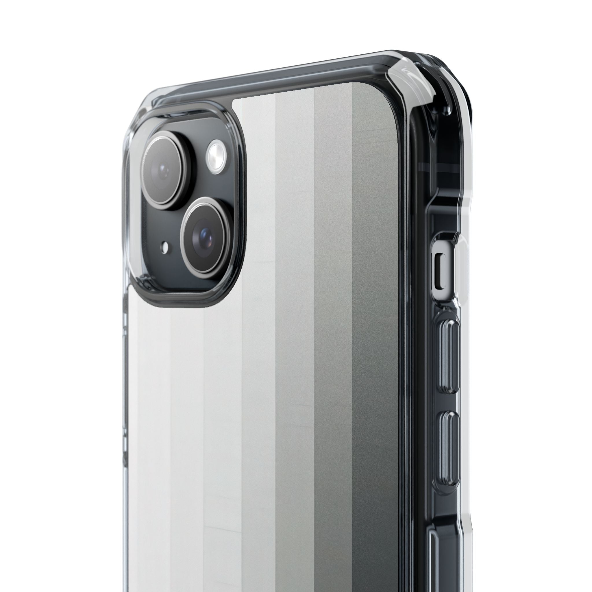 Silver Gradient Stripes iPhone 15 - Impact Clear+