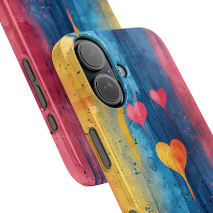 Hearts Watercolor Art - Slim iPhone 16 Phone Case