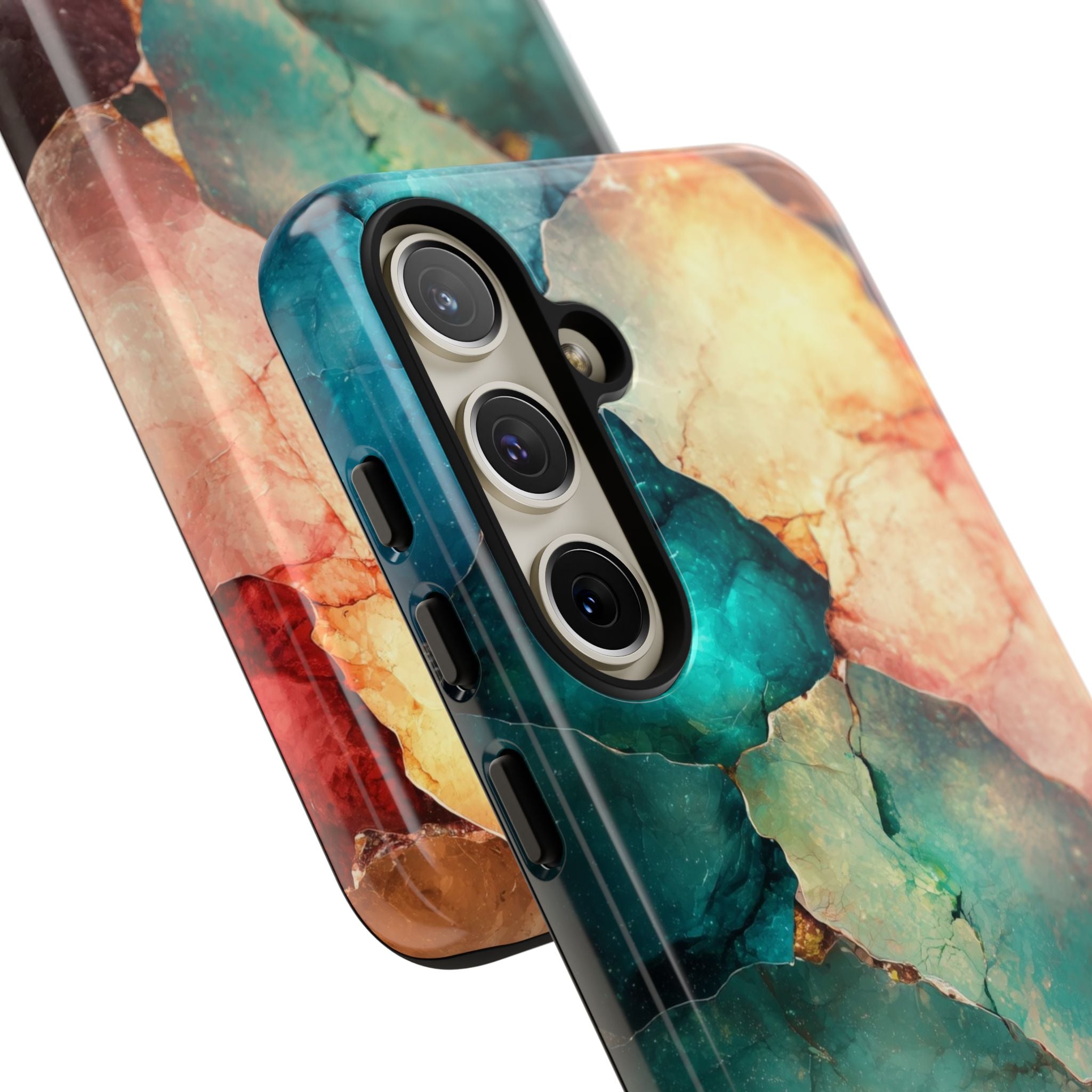 Teal Mosaic Veins Samsung S24 Plus Case - Tough