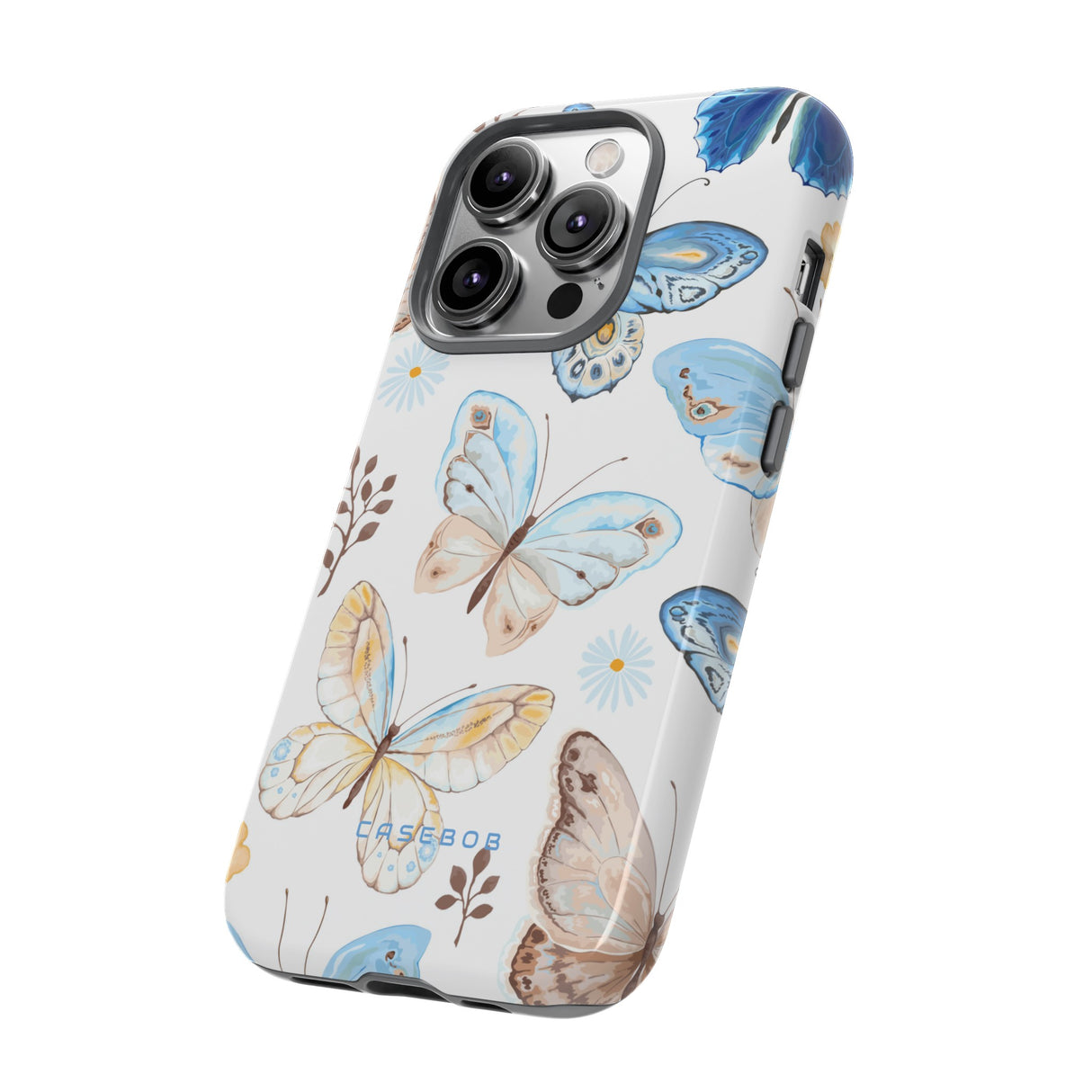 Flying Butterflies, Blue and Yellow iPhone case (Protective) - Protective Phone Case