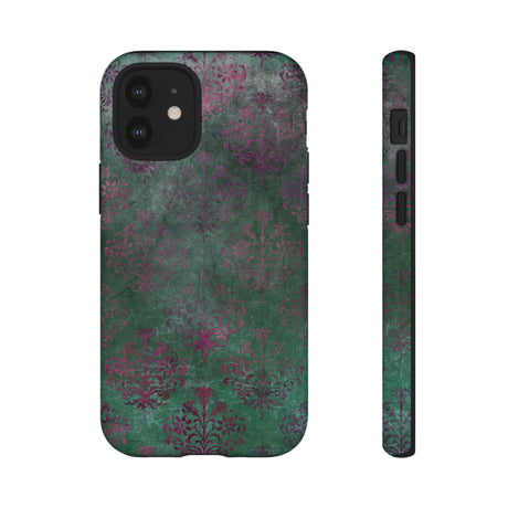 Green Damask Gothic Flower - Protective Phone Case