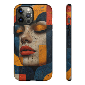 Blue Lady's Geometric Elegance - Protective Phone Case