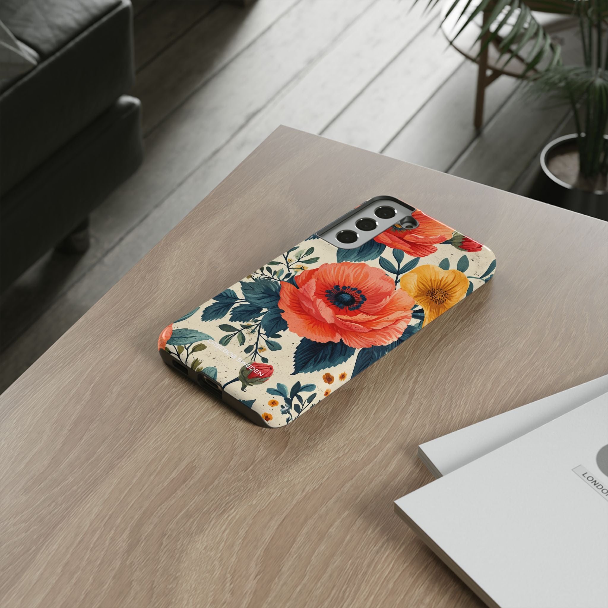 Vibrant Botanical Poppies - Tough Samsung S22 Phone Case