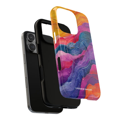 Vibrant Abstract Waves - Tough + MagSafe® iPhone 16 Phone Case