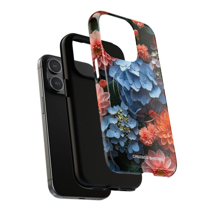 Blue Floral Bliss - Tough + MagSafe® iPhone 15 Phone Case