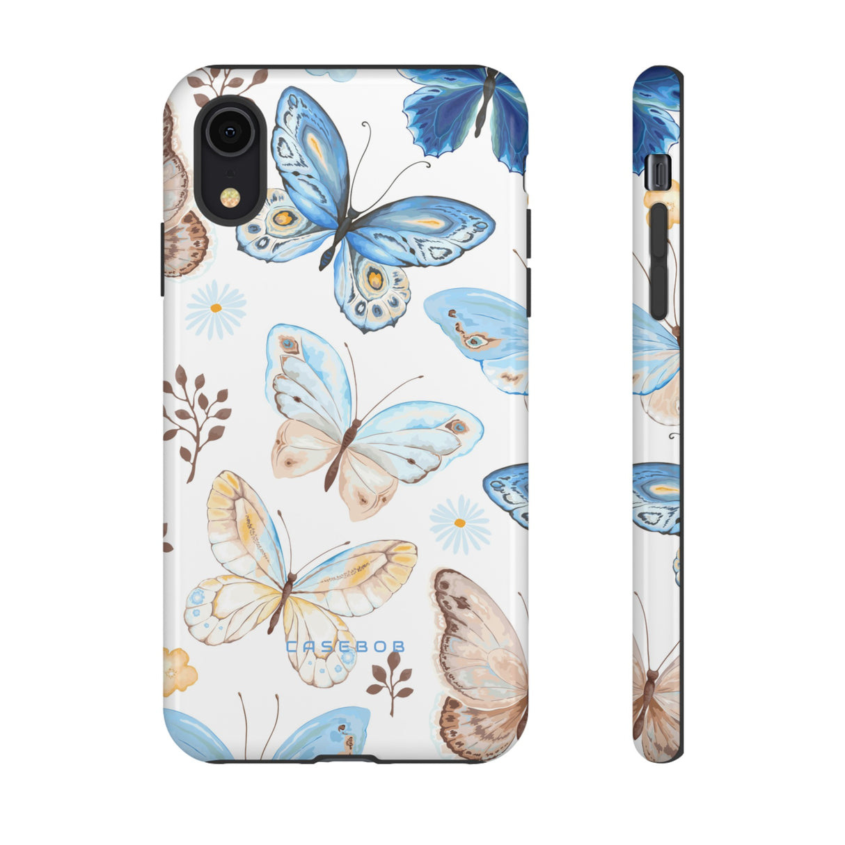 Flying Butterflies, Blue and Yellow iPhone case (Protective) - Protective Phone Case