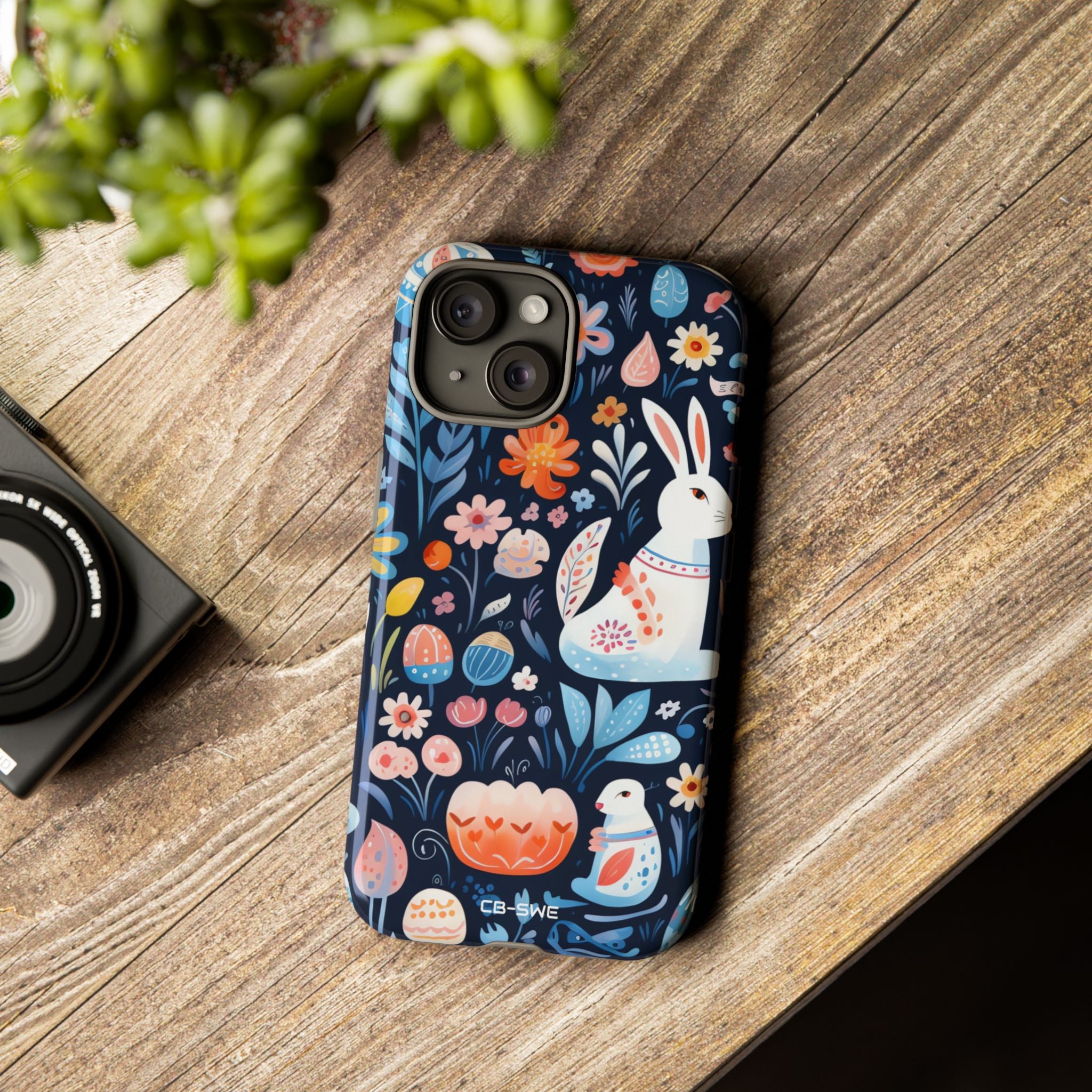 Bunnies Play Among Flowers - iPhone Case