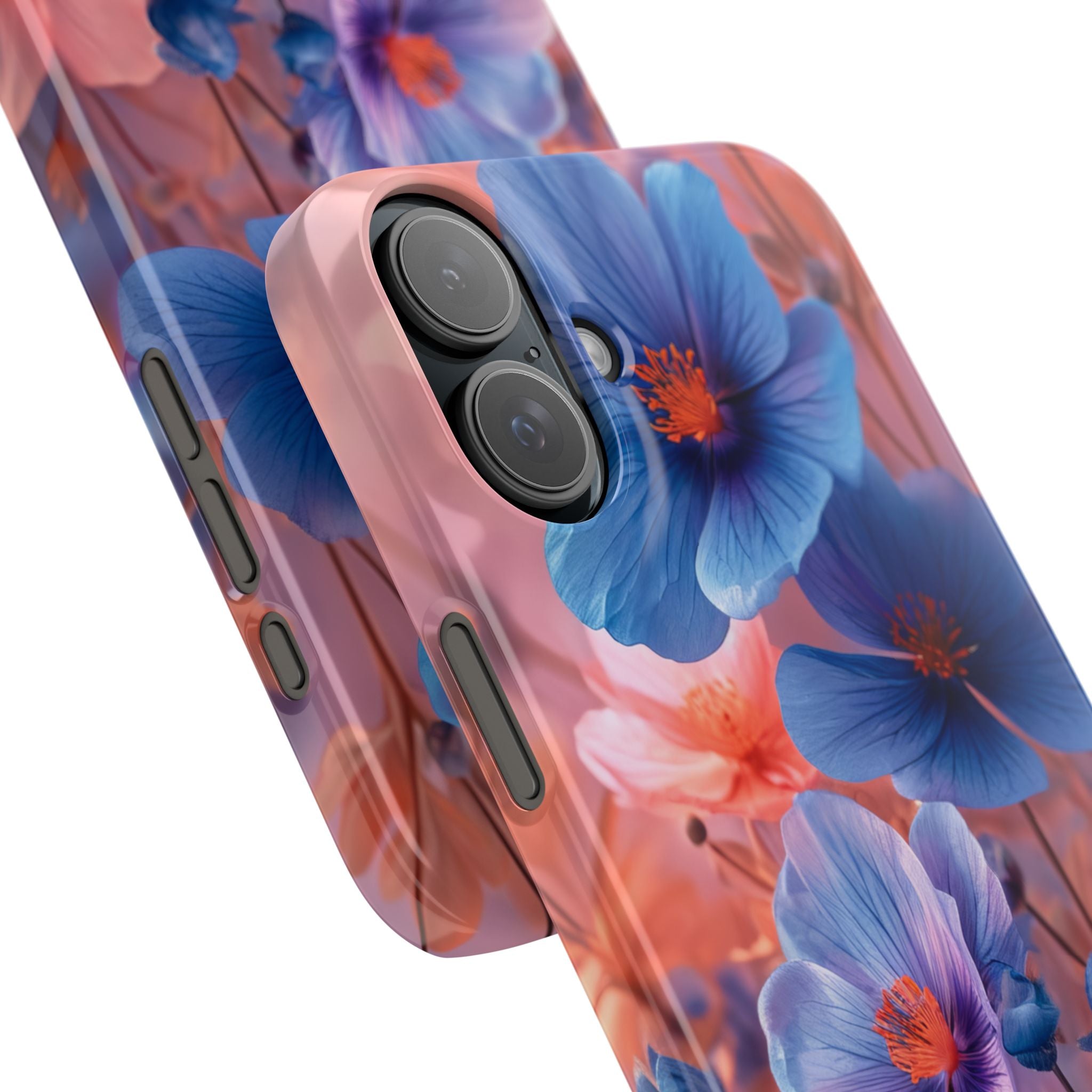 Blue Peach Blossoms - Slim iPhone 16 Phone Case