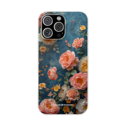 Blue Floral Elegance - Flexi iPhone 16 Phone Case