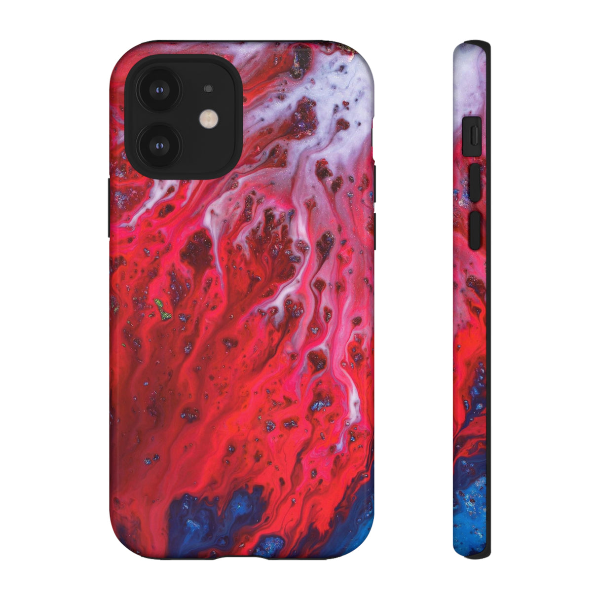 Bright Red Ink Art iPhone Case (Protective) iPhone 12 Glossy Phone Case