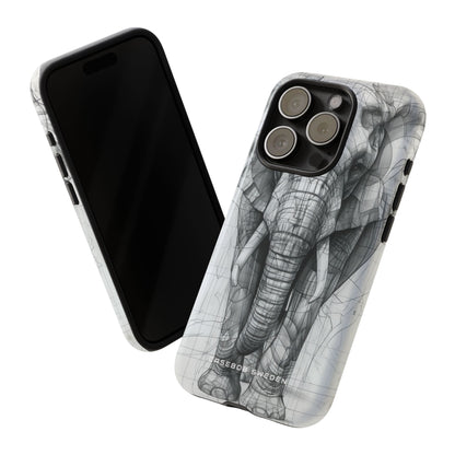 Elephant Line Geometry iPhone 15 - Tough Phone Case