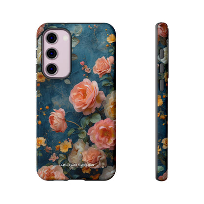 Blue Floral Elegance - Tough Samsung S23 Phone Case