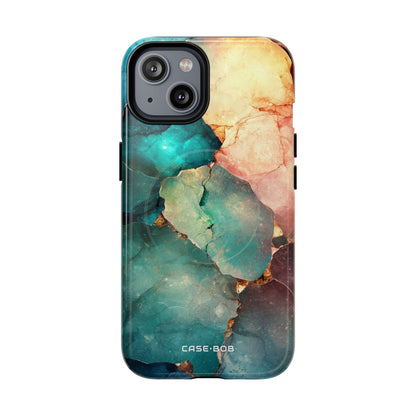 Teal Mosaic Veins iPhone 14 Case - Tough+