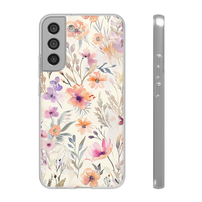 Soft Pink Floral Watercolor Design - Flexi Samsung S22 Phone Case