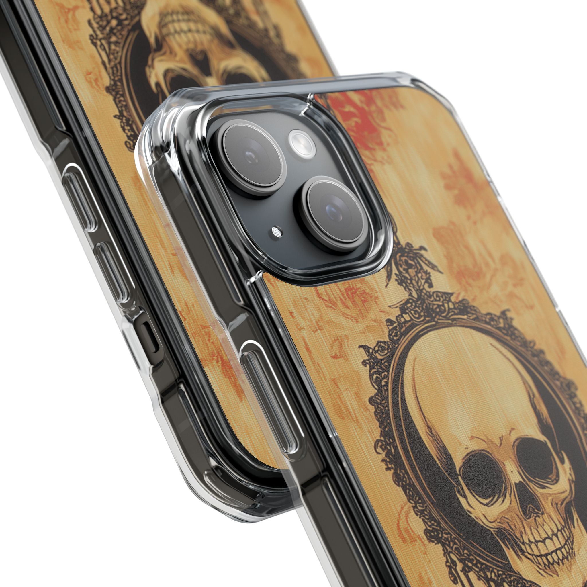 Gothic Skull Elegance iPhone 15 - Clear Impact Phone Case